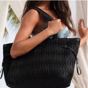 NWT Victoria's Secret Black Textured Tote